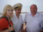 Елена Кавтарадзе с адмиралом Владимиром Масорином и Александром Коржаковым